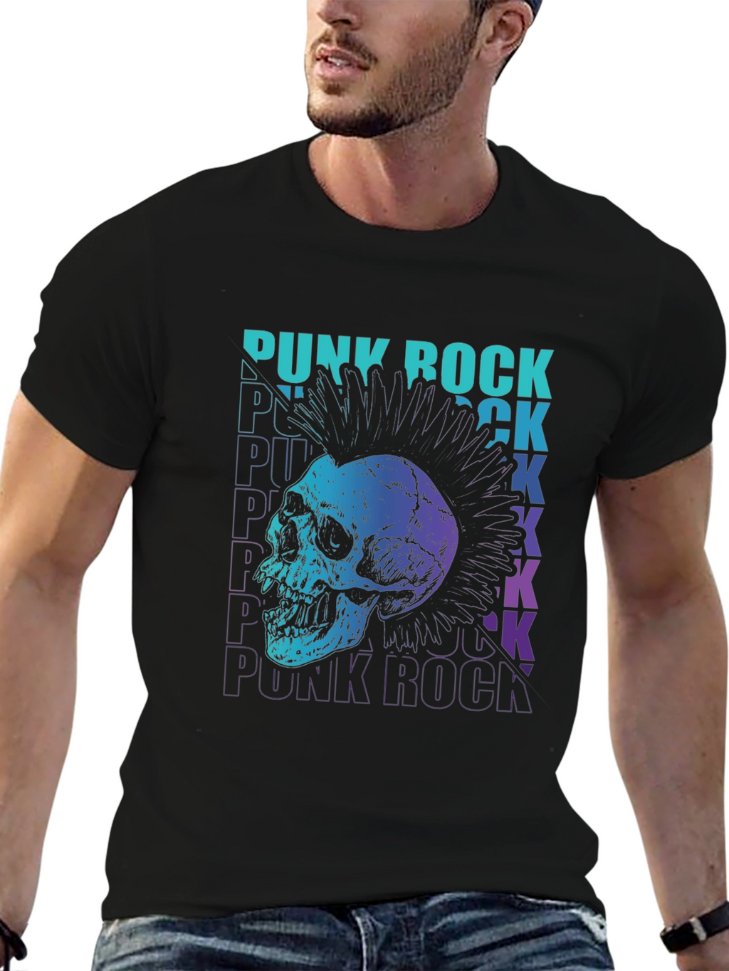 Punk Rock Skull Graphic Tee - Edgy Design