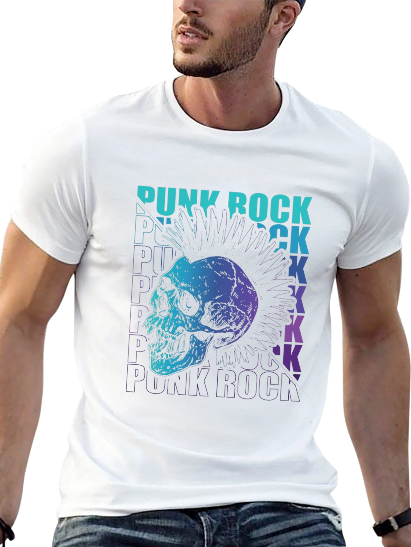 Punk Rock Skull Graphic Tee - Edgy Design