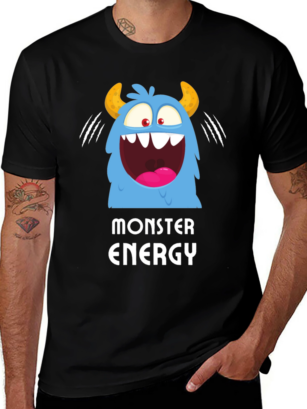 Monster Energy Graphic Print Black T-Shirt