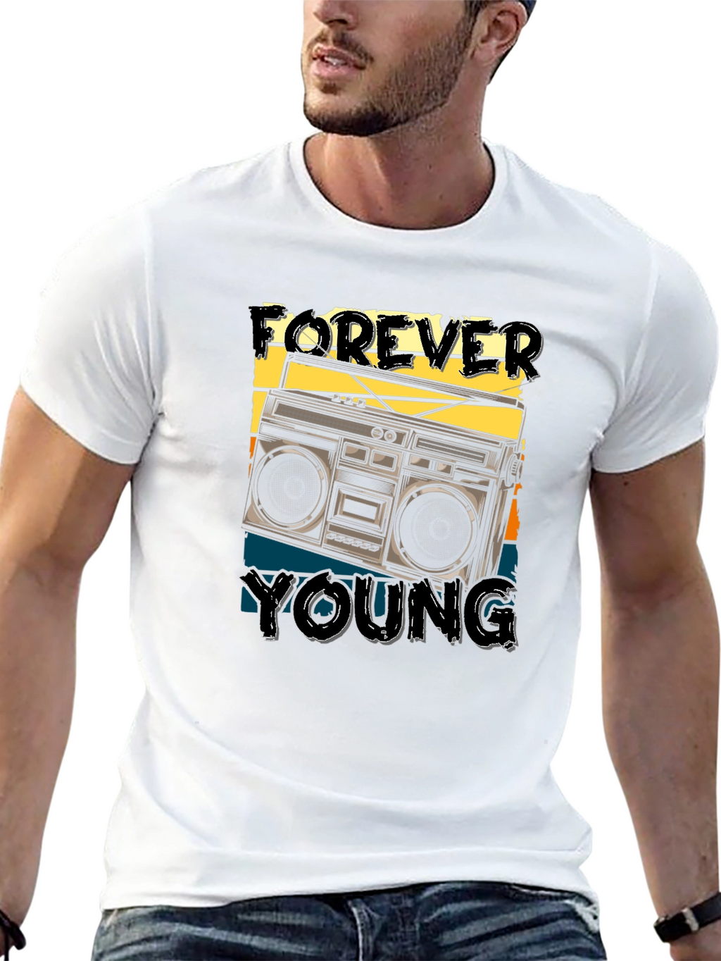 Forever Young Retro Boombox T-Shirt