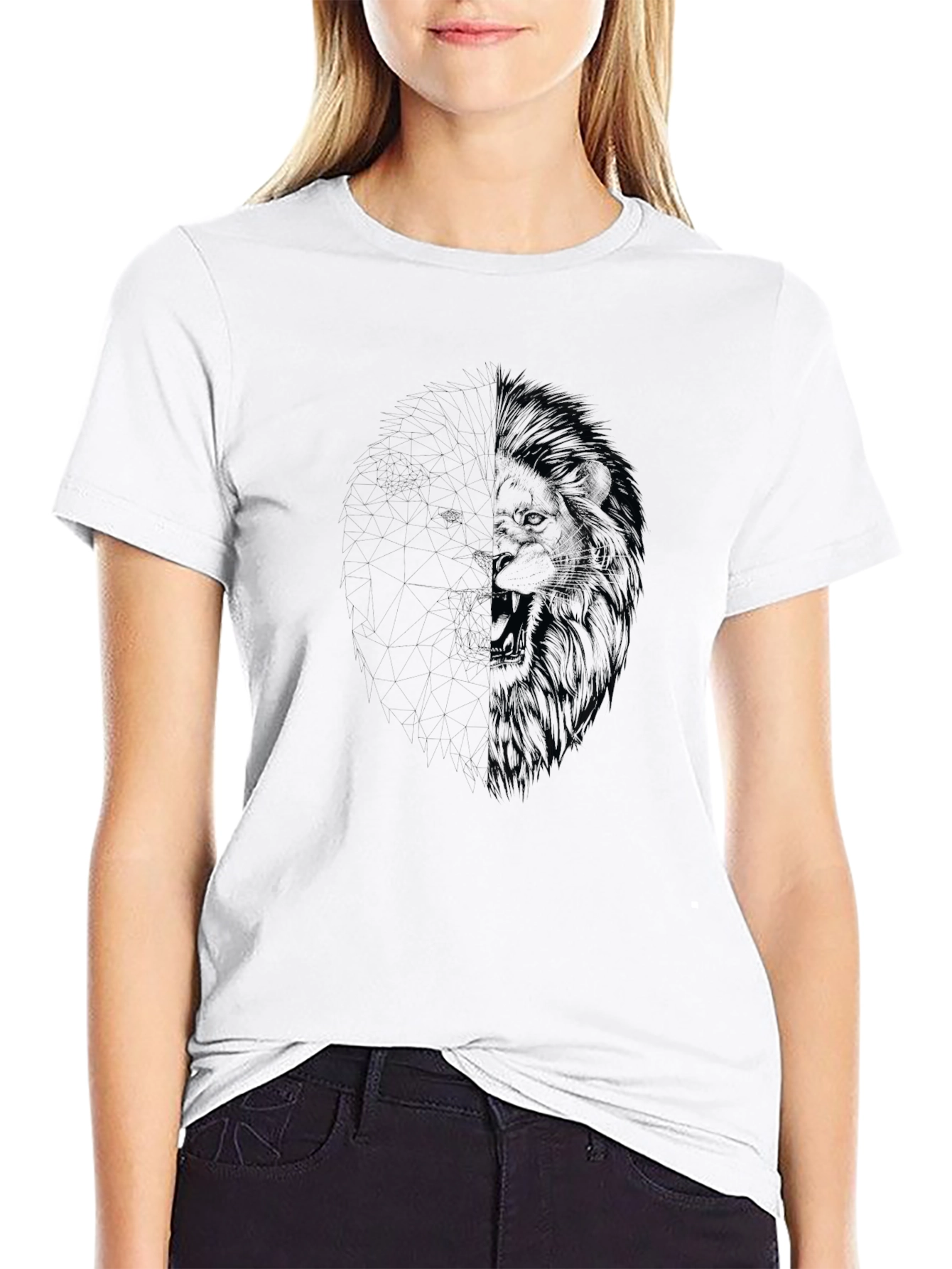 Lion Graphic Print Black Tee