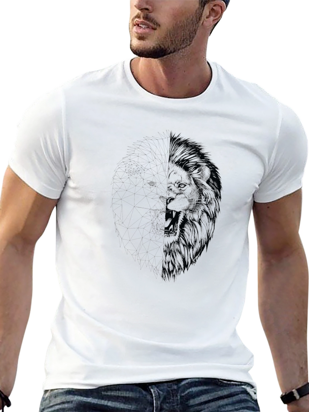 Lion Graphic Print Black Tee