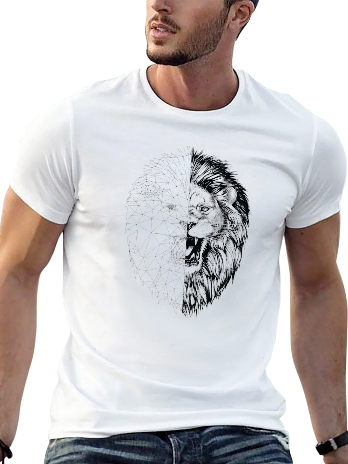 Lion Graphic Print Black Tee