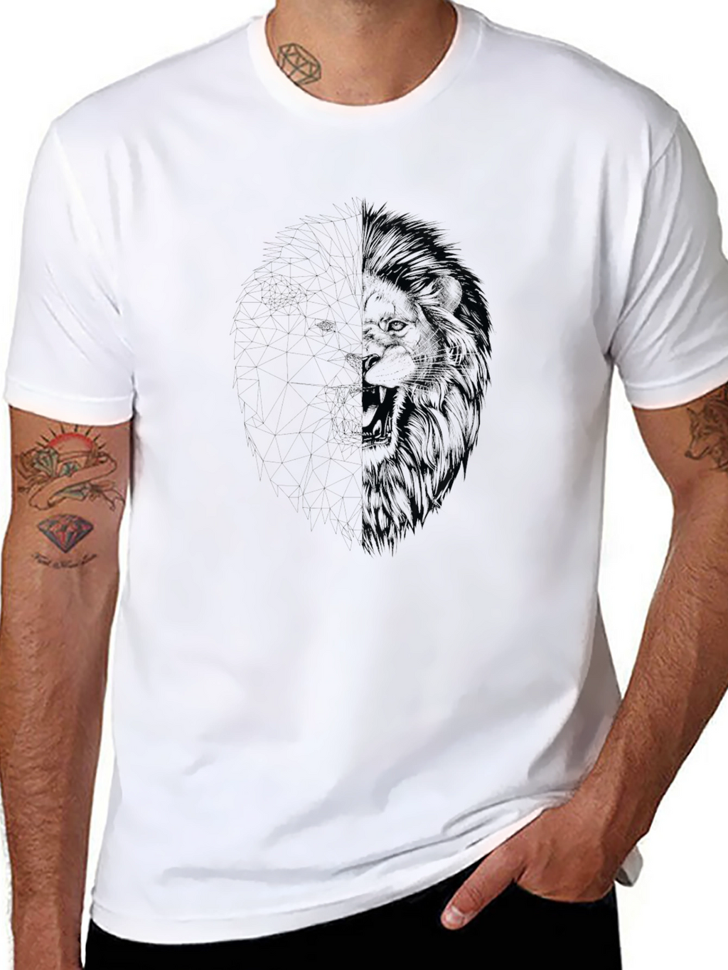 Lion Graphic Print Black Tee