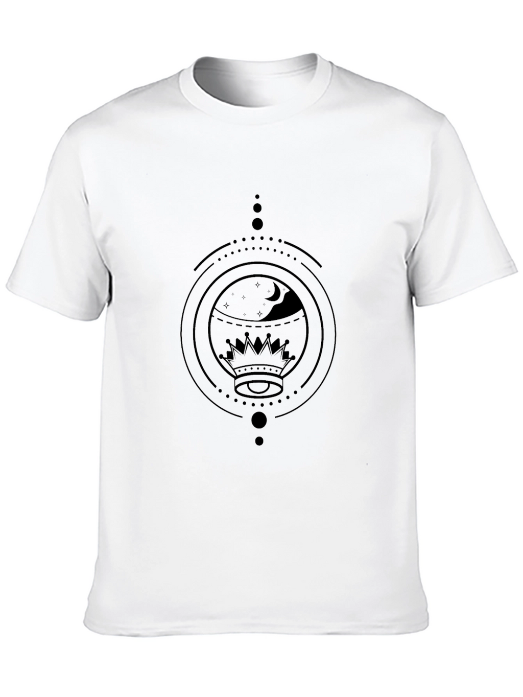 Geometric Crown & Moon Black Graphic Tee