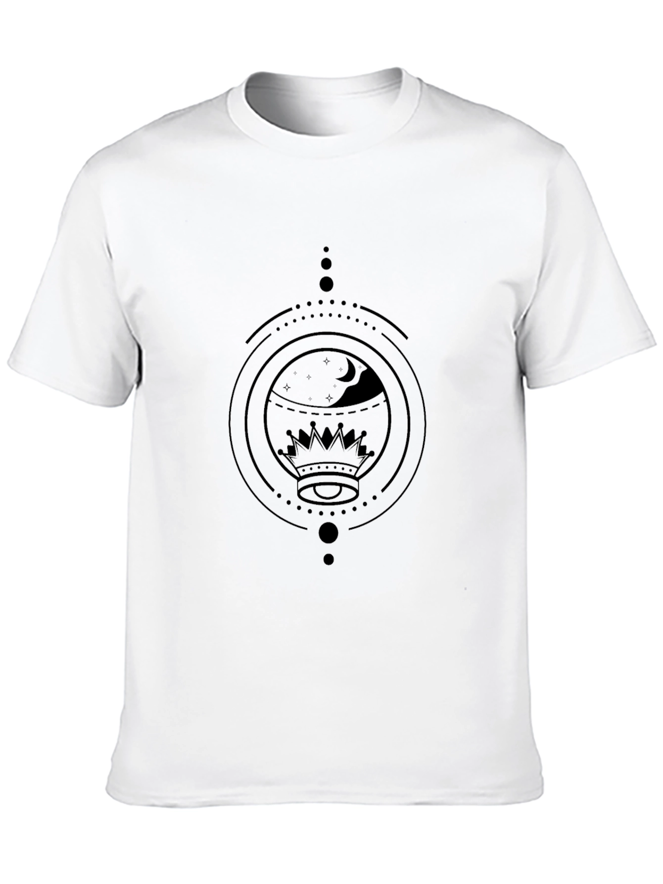 Geometric Crown & Moon Black Graphic Tee
