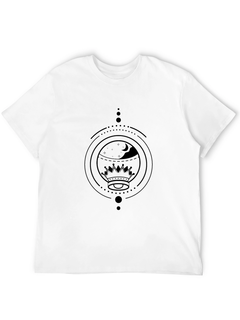 Geometric Crown & Moon Black Graphic Tee