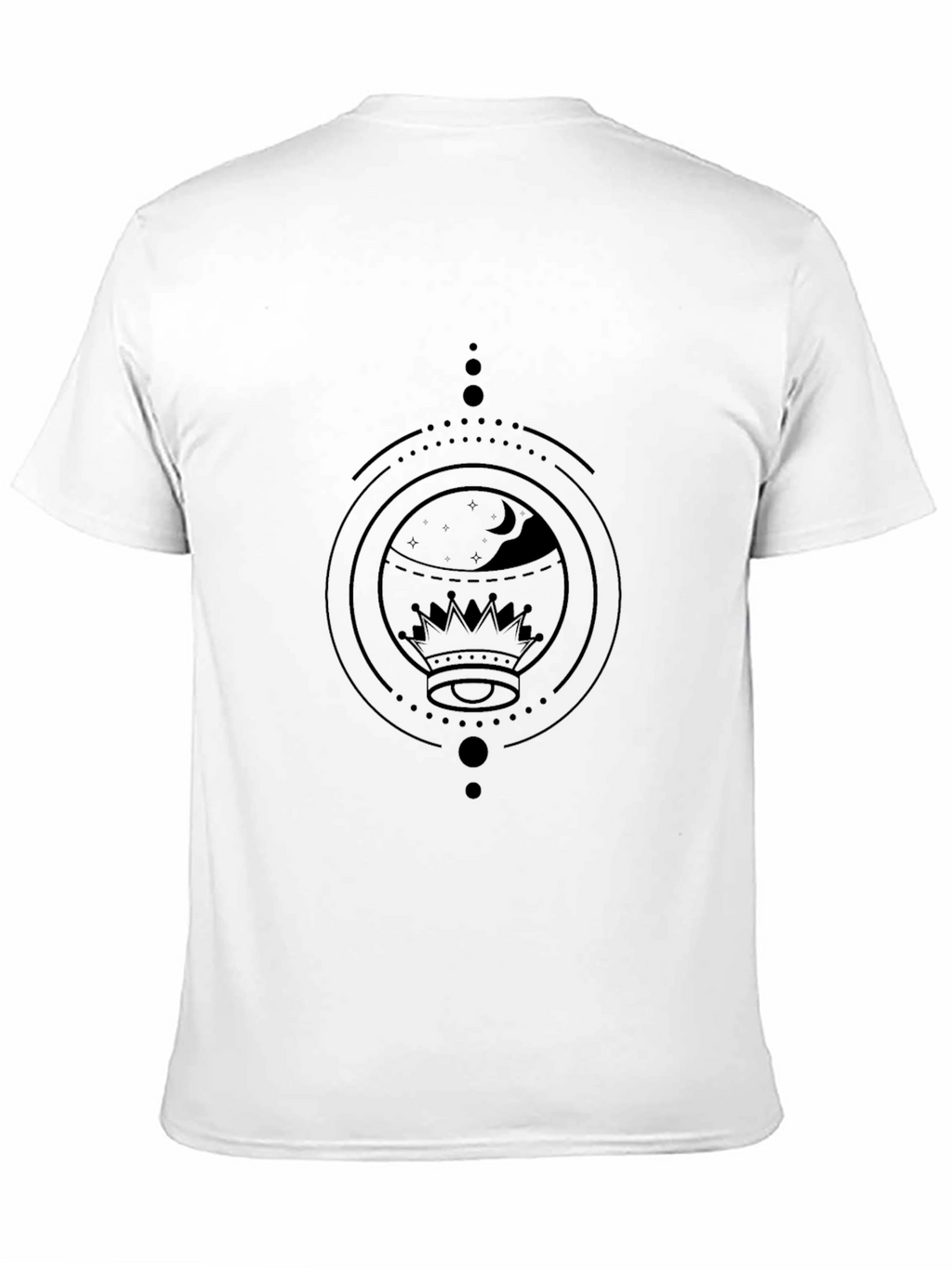 Geometric Crown & Moon Black Graphic Tee