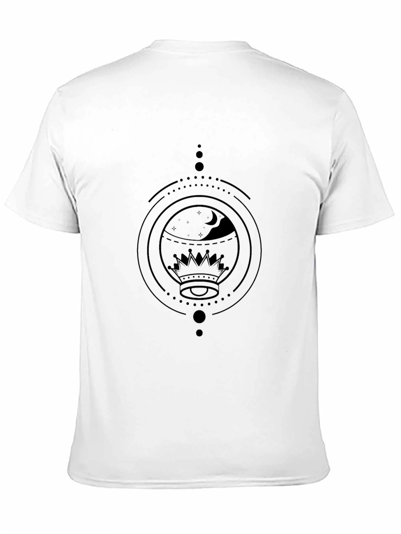 Geometric Crown & Moon Black Graphic Tee