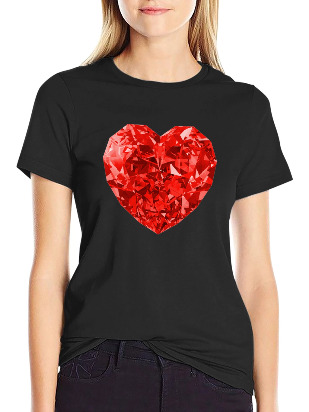 Red Diamond Heart Graphic Tee - Mens Black T-Shirt