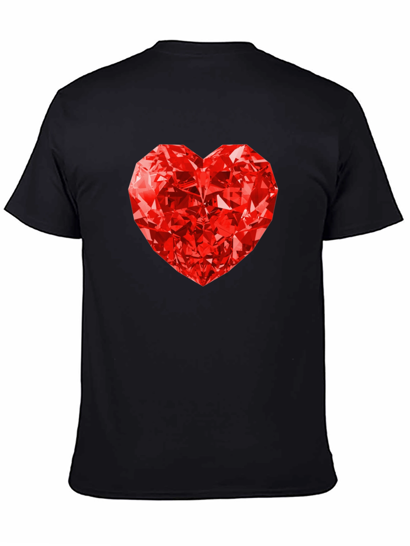 Red Diamond Heart Graphic Tee - Mens Black T-Shirt
