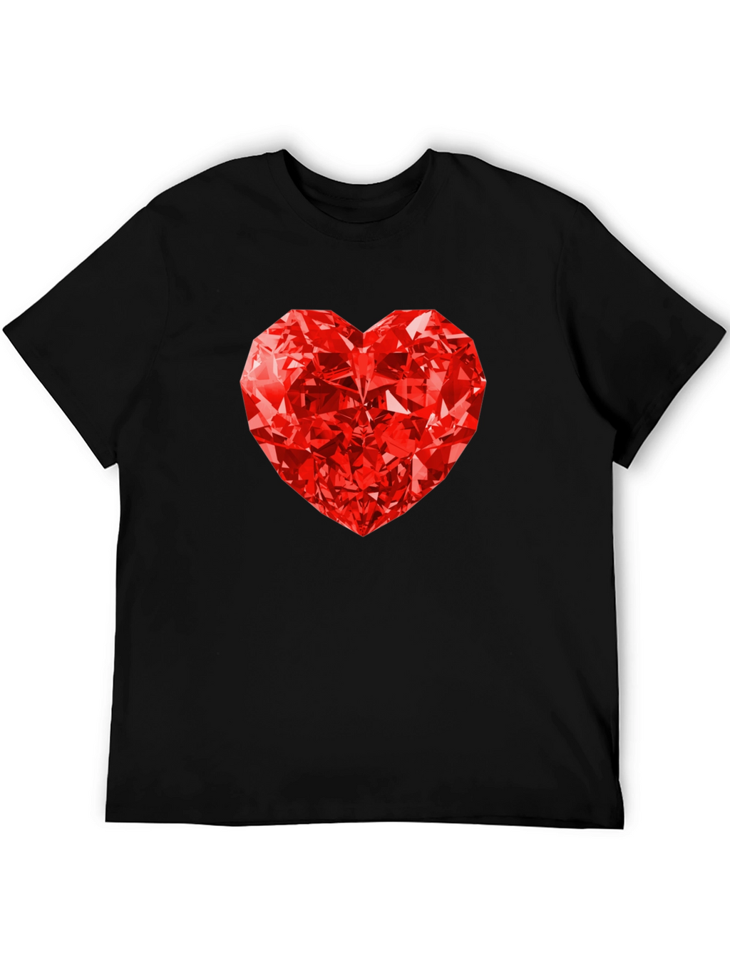 Red Diamond Heart Graphic Tee - Mens Black T-Shirt