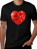 Red Diamond Heart Graphic Tee - Mens Black T-Shirt