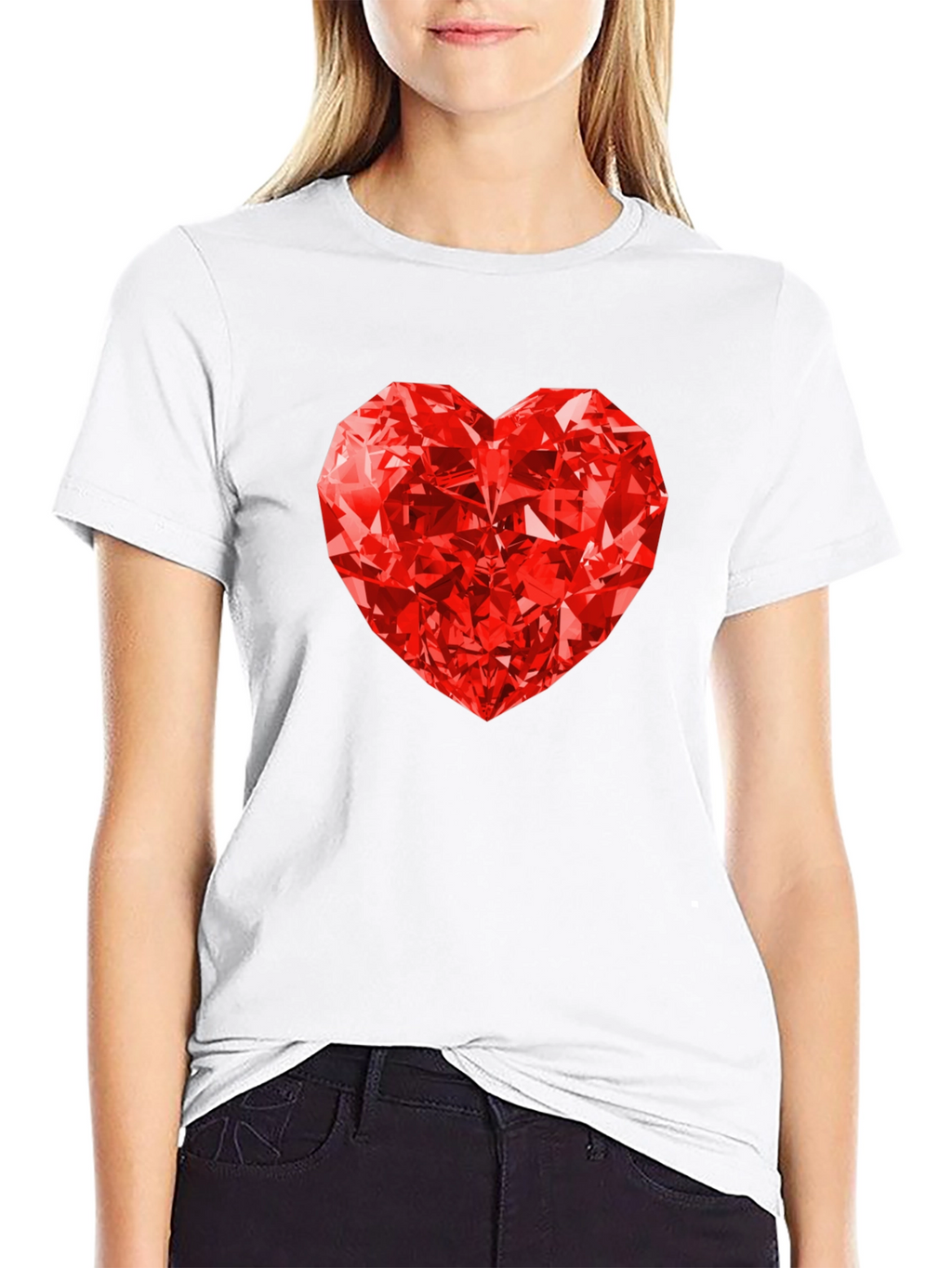 Red Diamond Heart Graphic Tee - Mens Black T-Shirt
