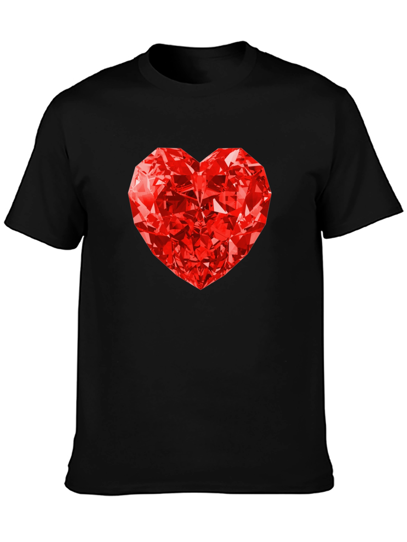 Red Diamond Heart Graphic Tee - Mens Black T-Shirt