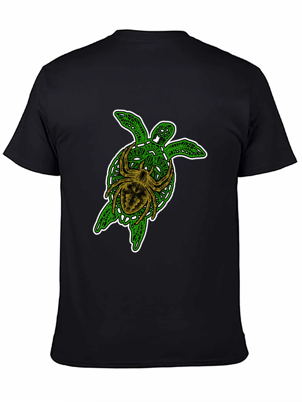 Turtle and Spider Graphic Black T-Shirt