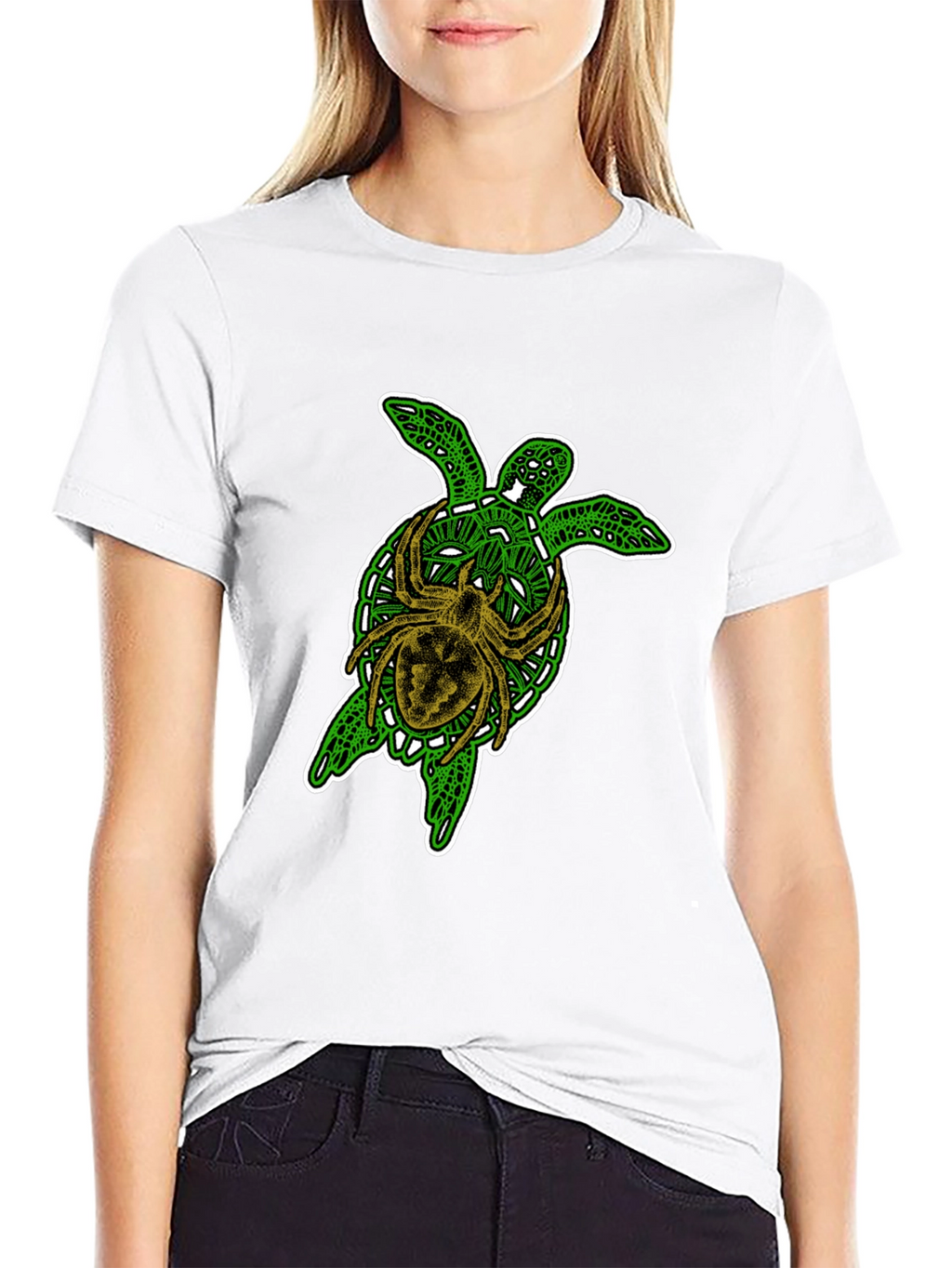 Turtle and Spider Graphic Black T-Shirt