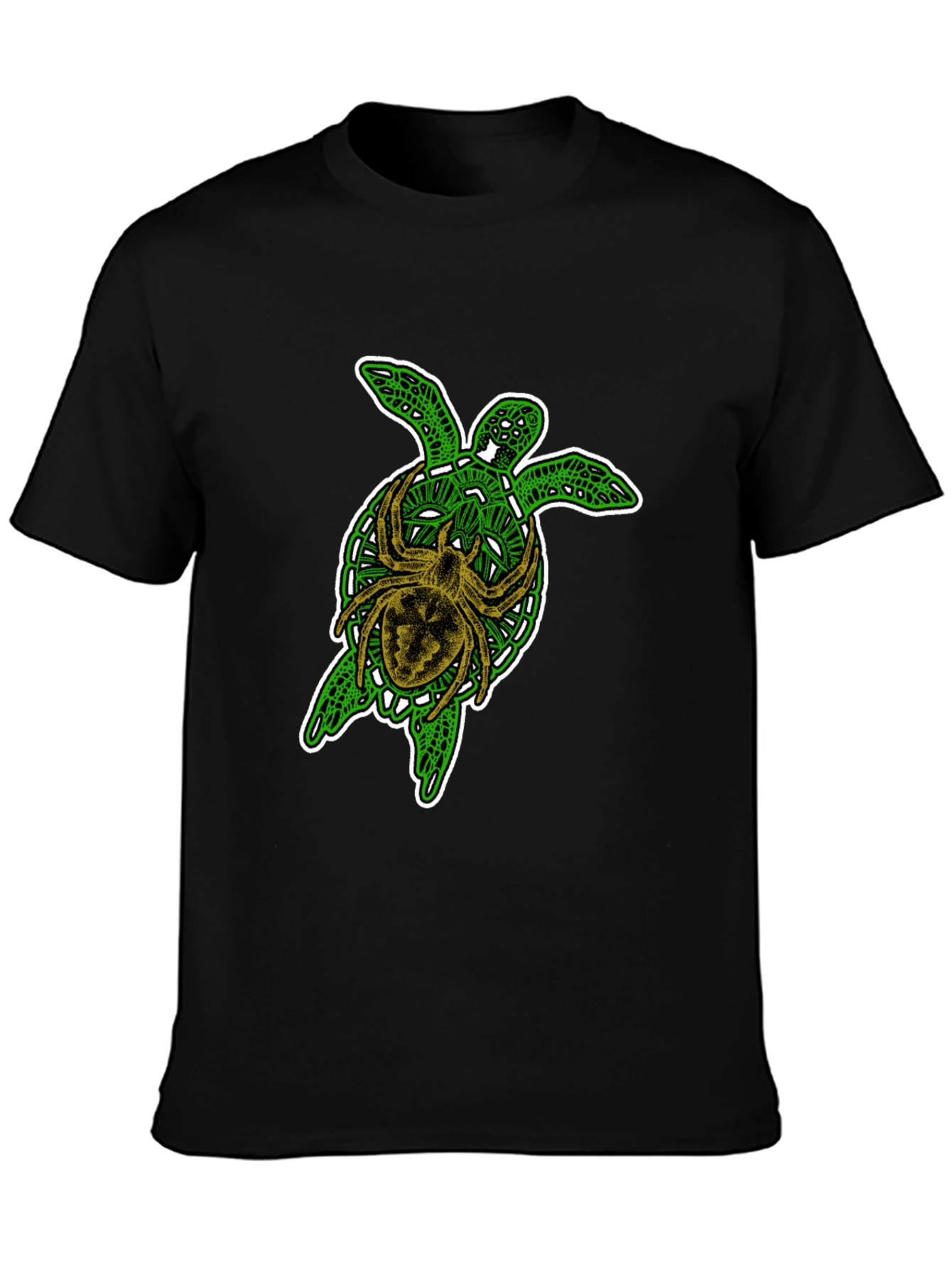 Turtle and Spider Graphic Black T-Shirt