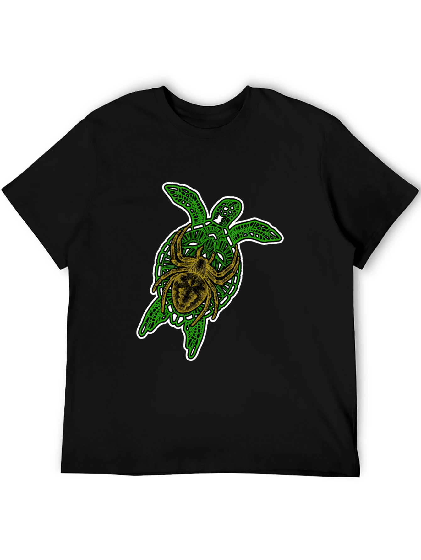 Turtle and Spider Graphic Black T-Shirt