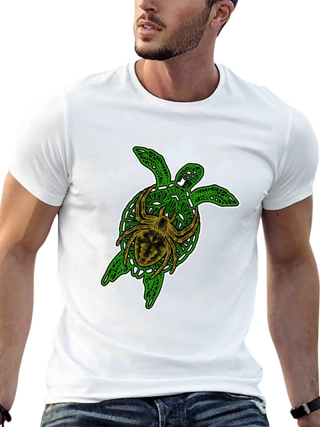 Turtle and Spider Graphic Black T-Shirt