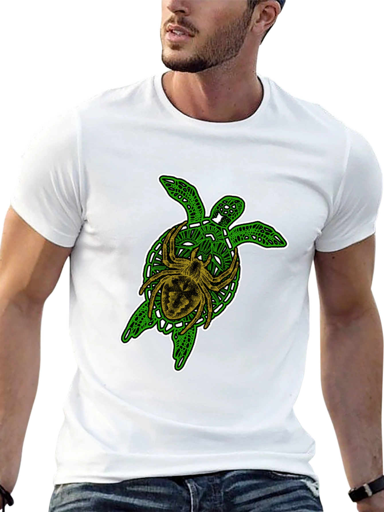 Turtle and Spider Graphic Black T-Shirt