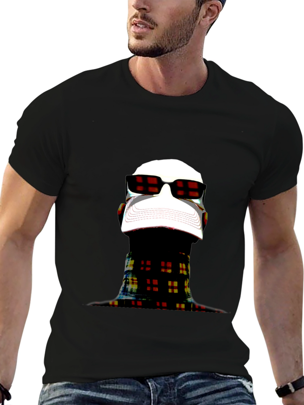 Modern Art Graphic Tee - Black Crewneck Shirt