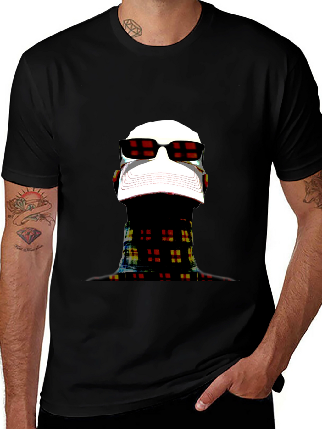 Modern Art Graphic Tee - Black Crewneck Shirt