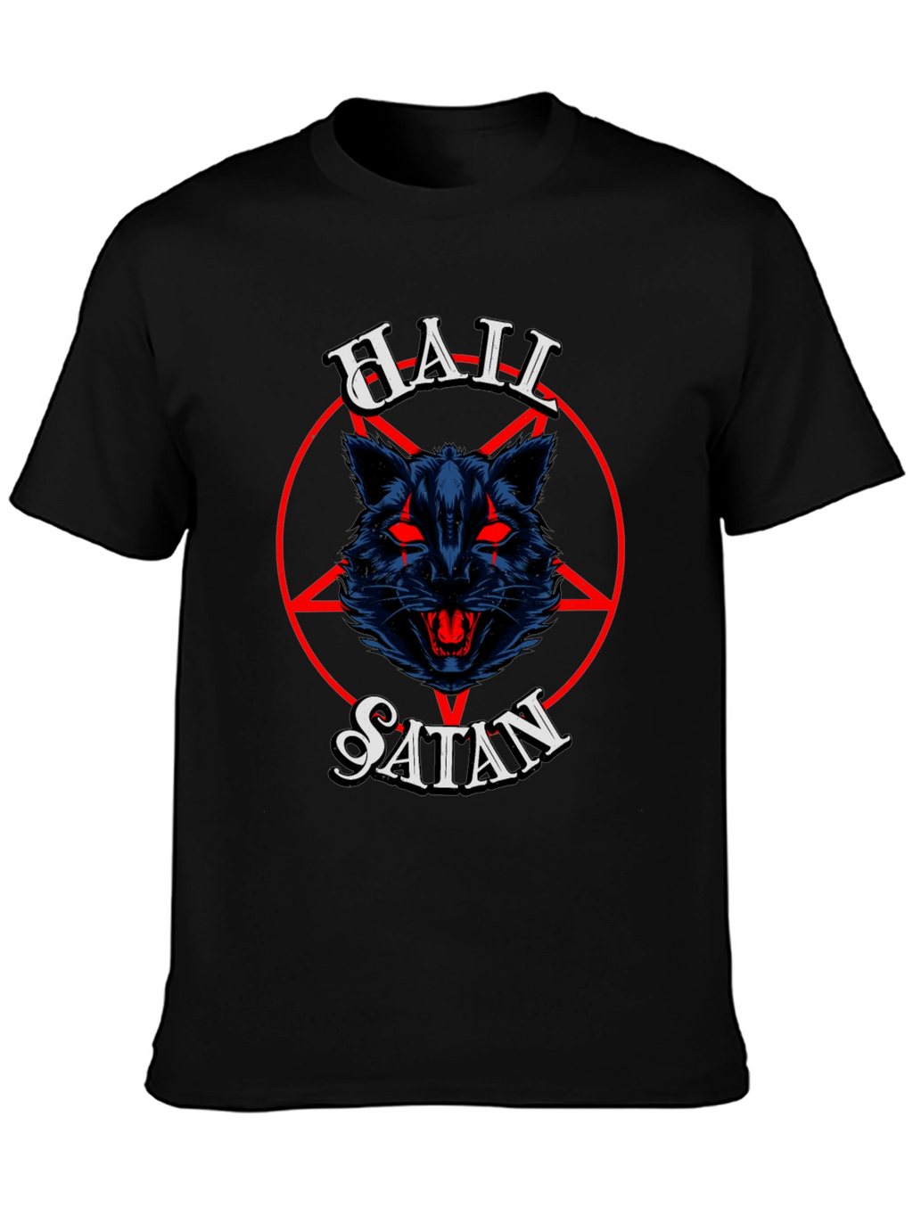 Hail Satan Graphic Tee - Black Cotton T-Shirt
