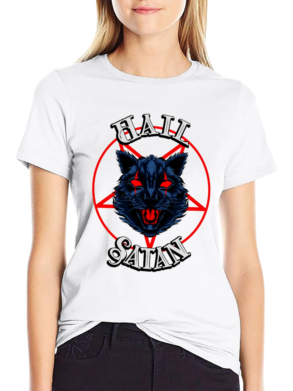 Hail Satan Graphic Tee - Black Cotton T-Shirt