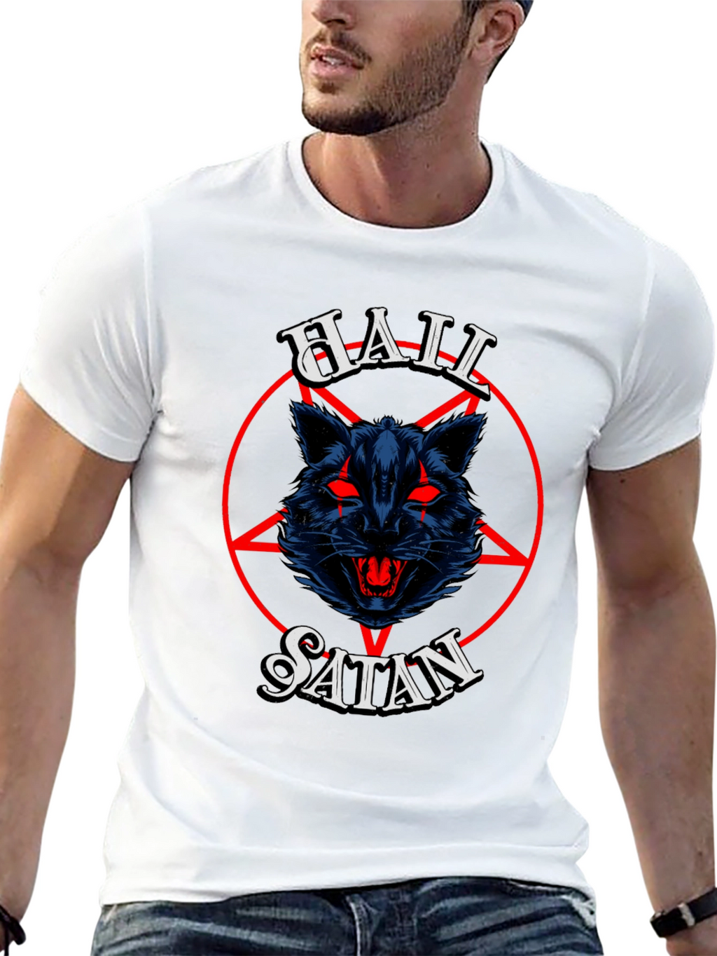Hail Satan Graphic Tee - Black Cotton T-Shirt