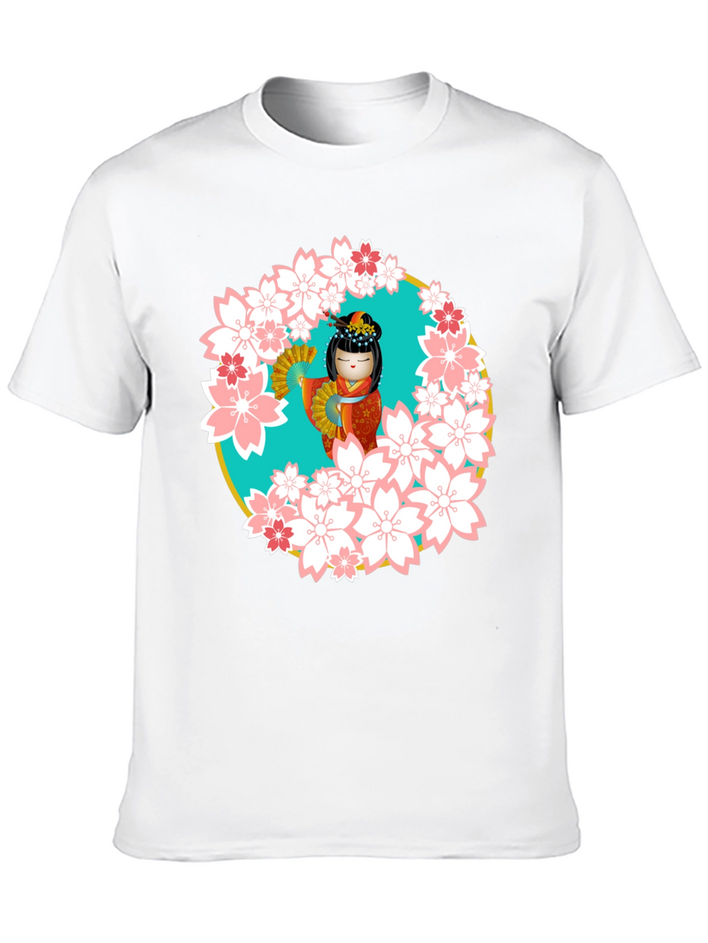Sakura Kokeshi Doll Black T-Shirt
