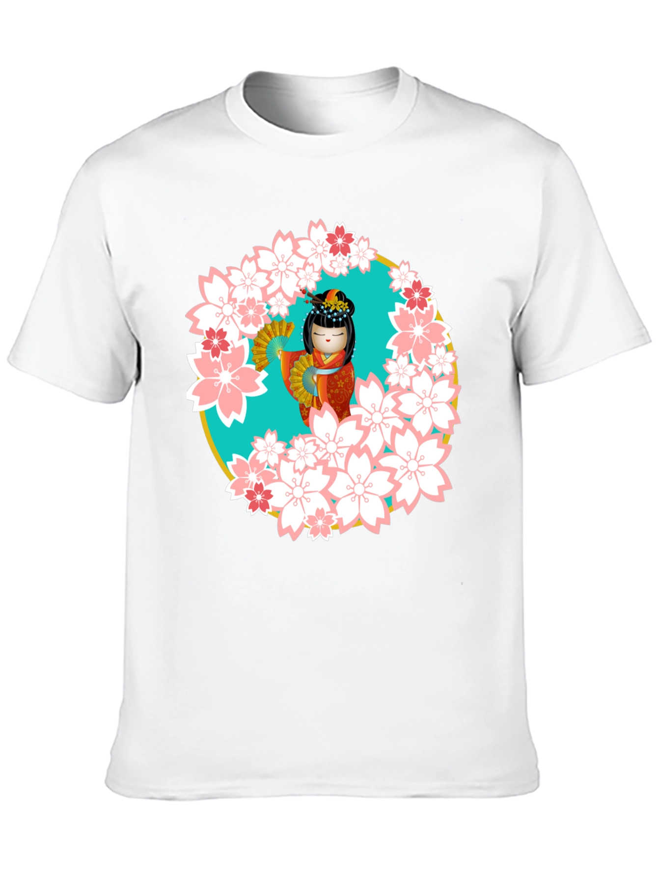 Sakura Kokeshi Doll Black T-Shirt