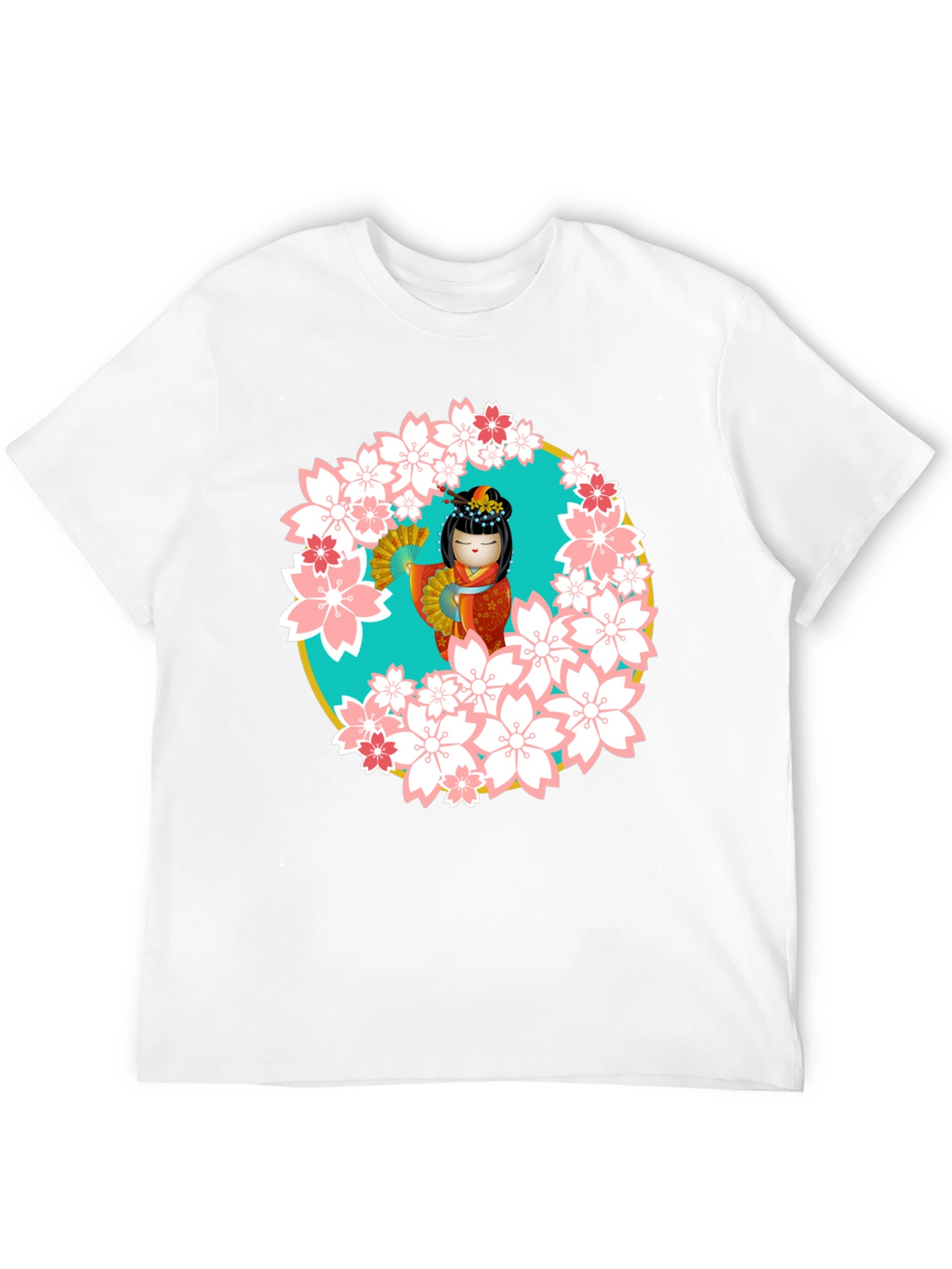 Sakura Kokeshi Doll Black T-Shirt