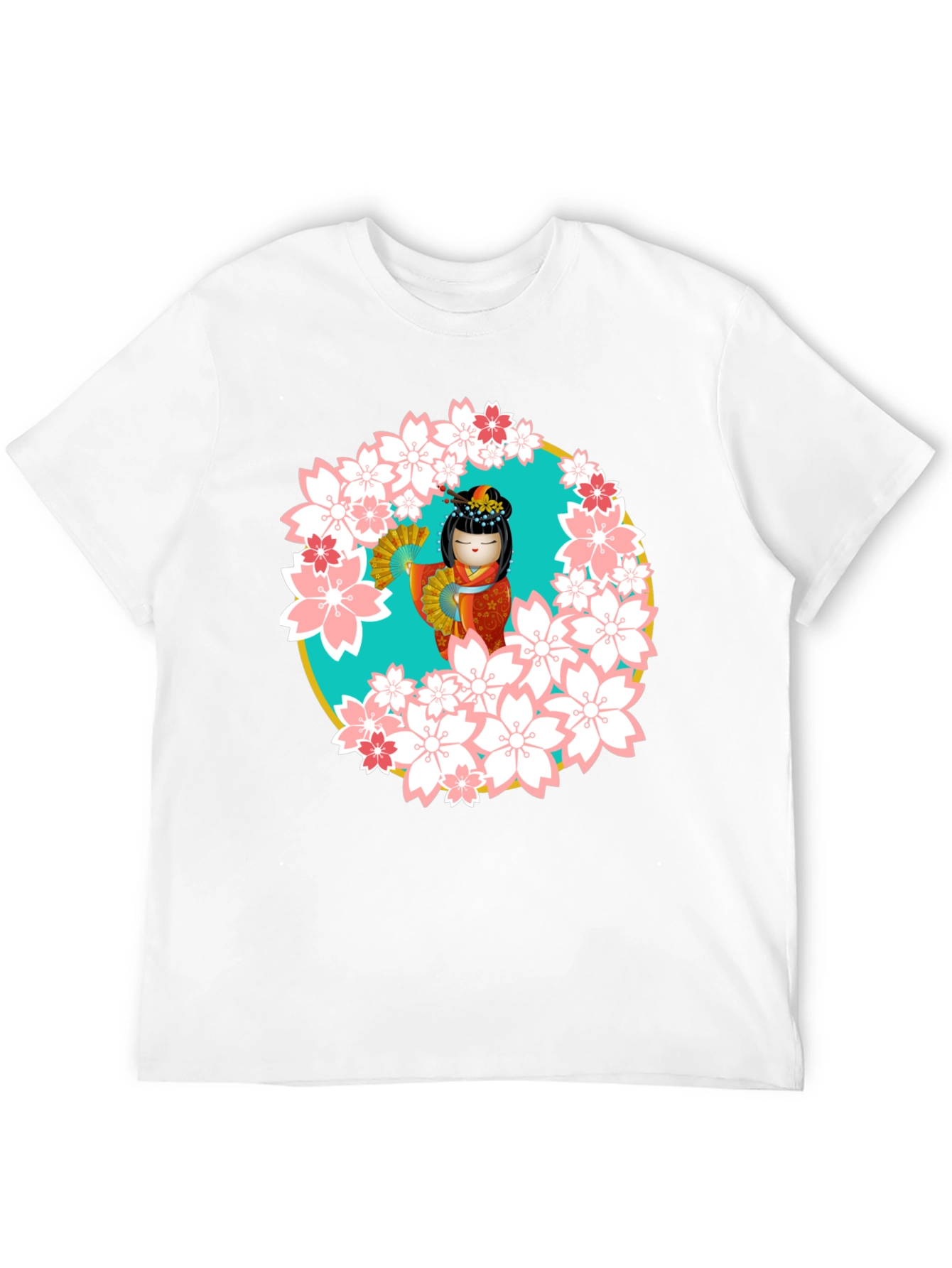 Sakura Kokeshi Doll Black T-Shirt