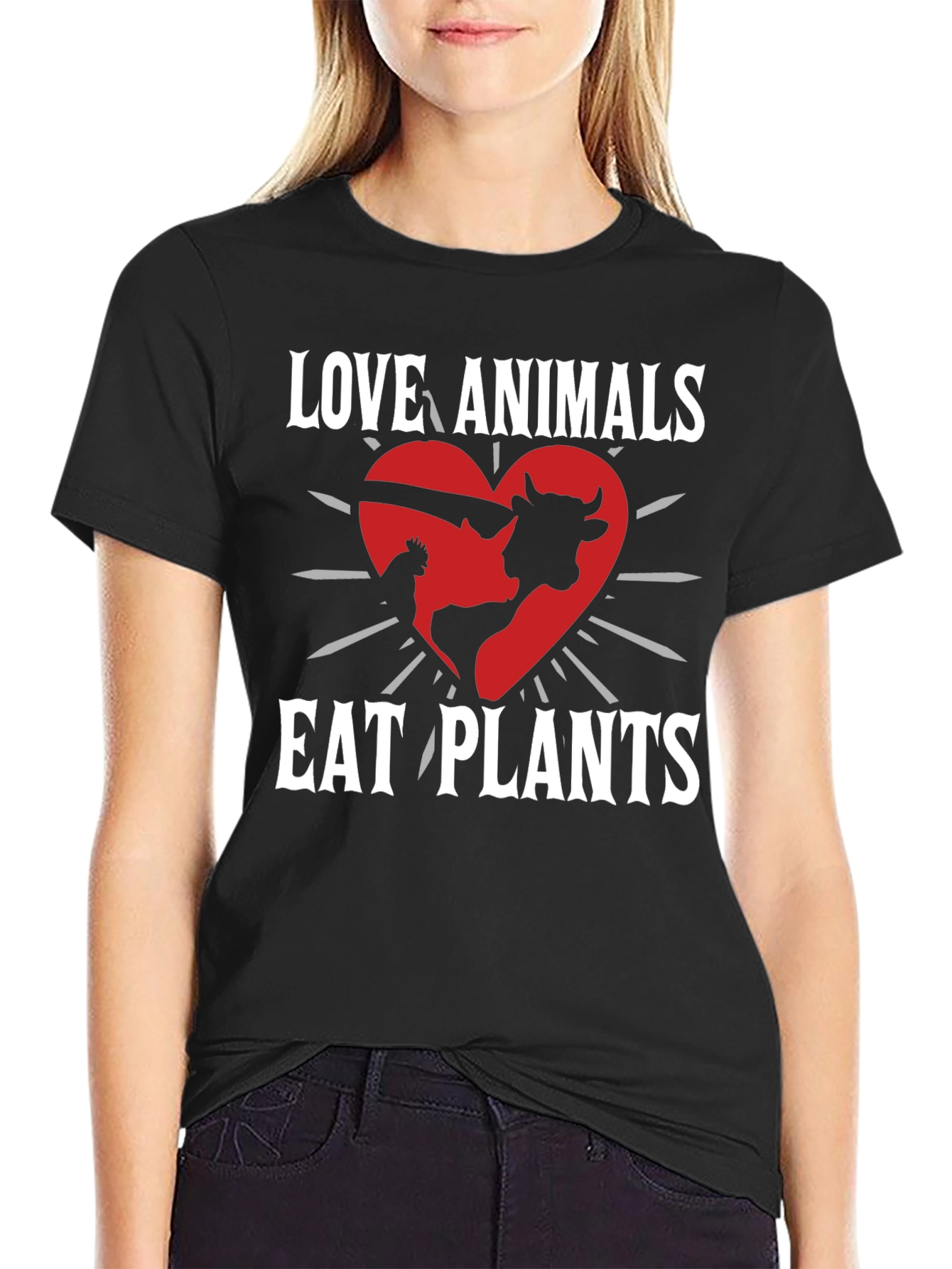 Love Animals Eat Plants T-Shirt - Vegan Animal Lover Tee
