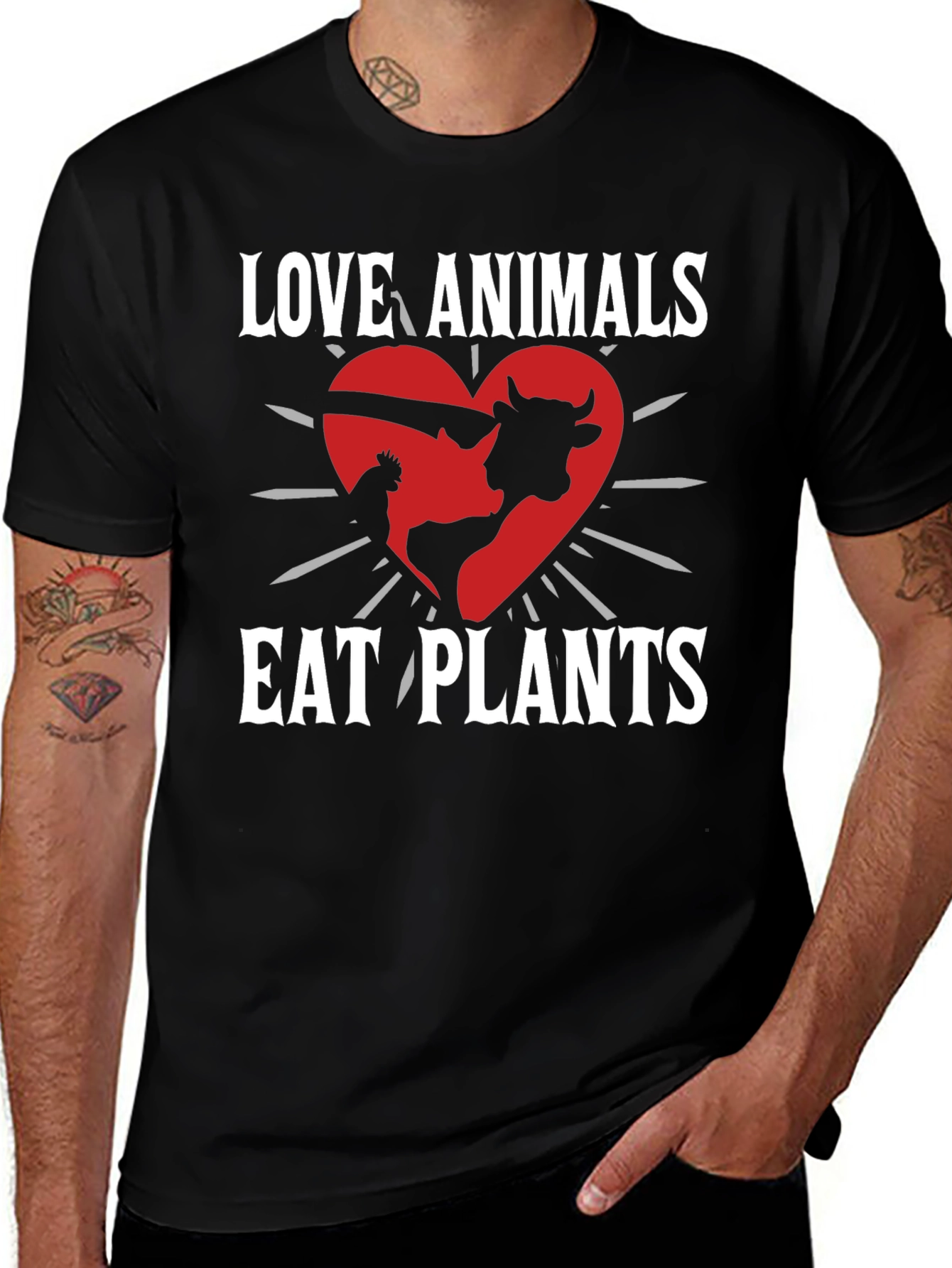 Love Animals Eat Plants T-Shirt - Vegan Animal Lover Tee