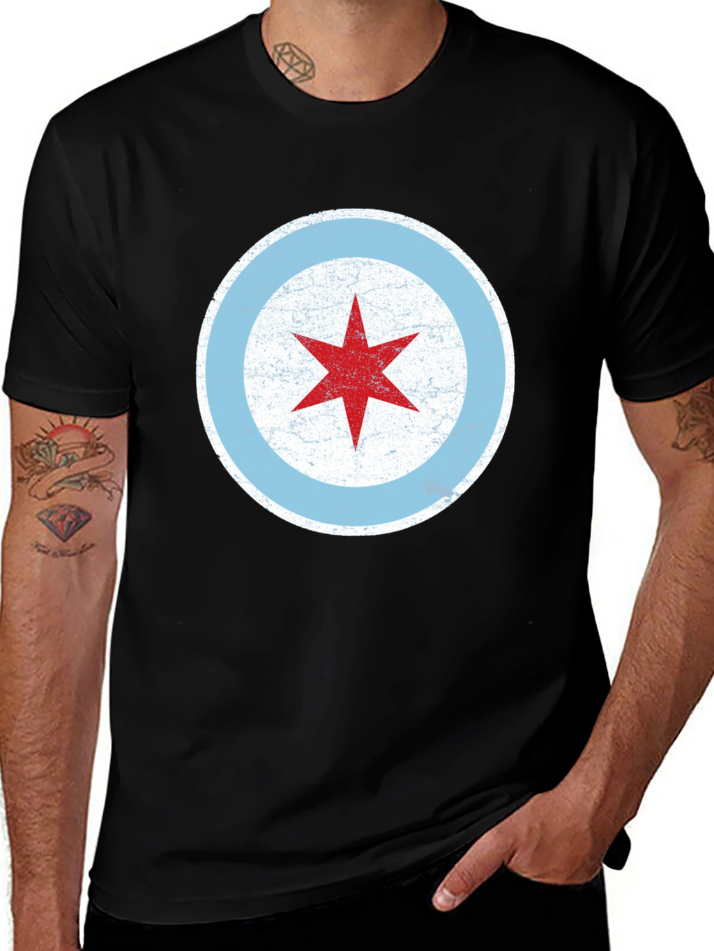 Chicago Flag Star Graphic T-Shirt
