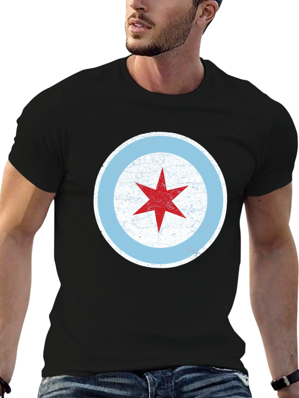 Chicago Flag Star Graphic T-Shirt