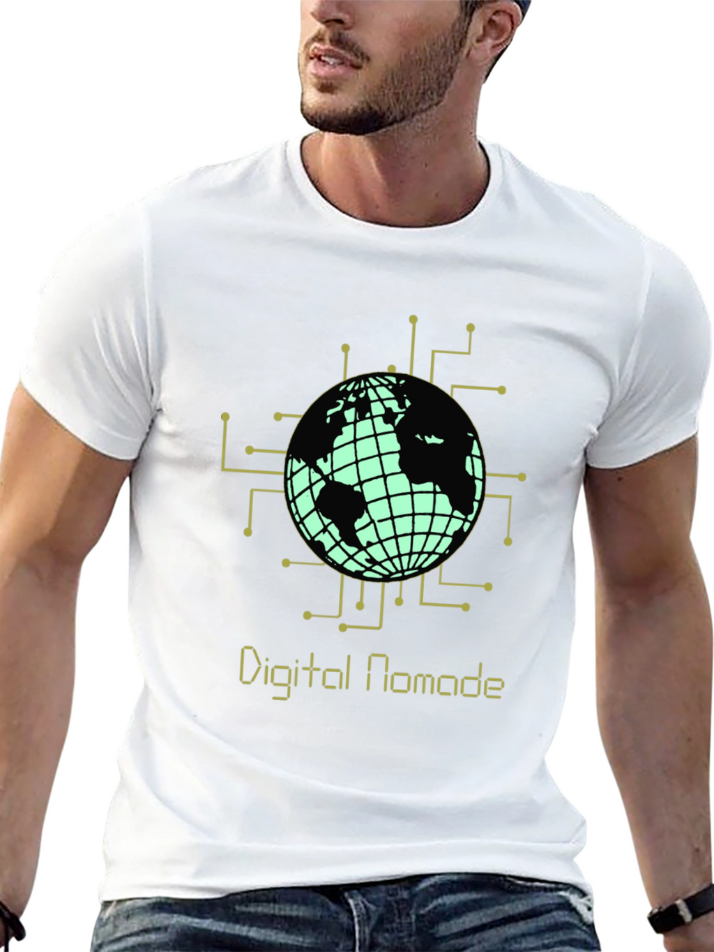 Digital Nomad Globe Graphic T-Shirt - Black