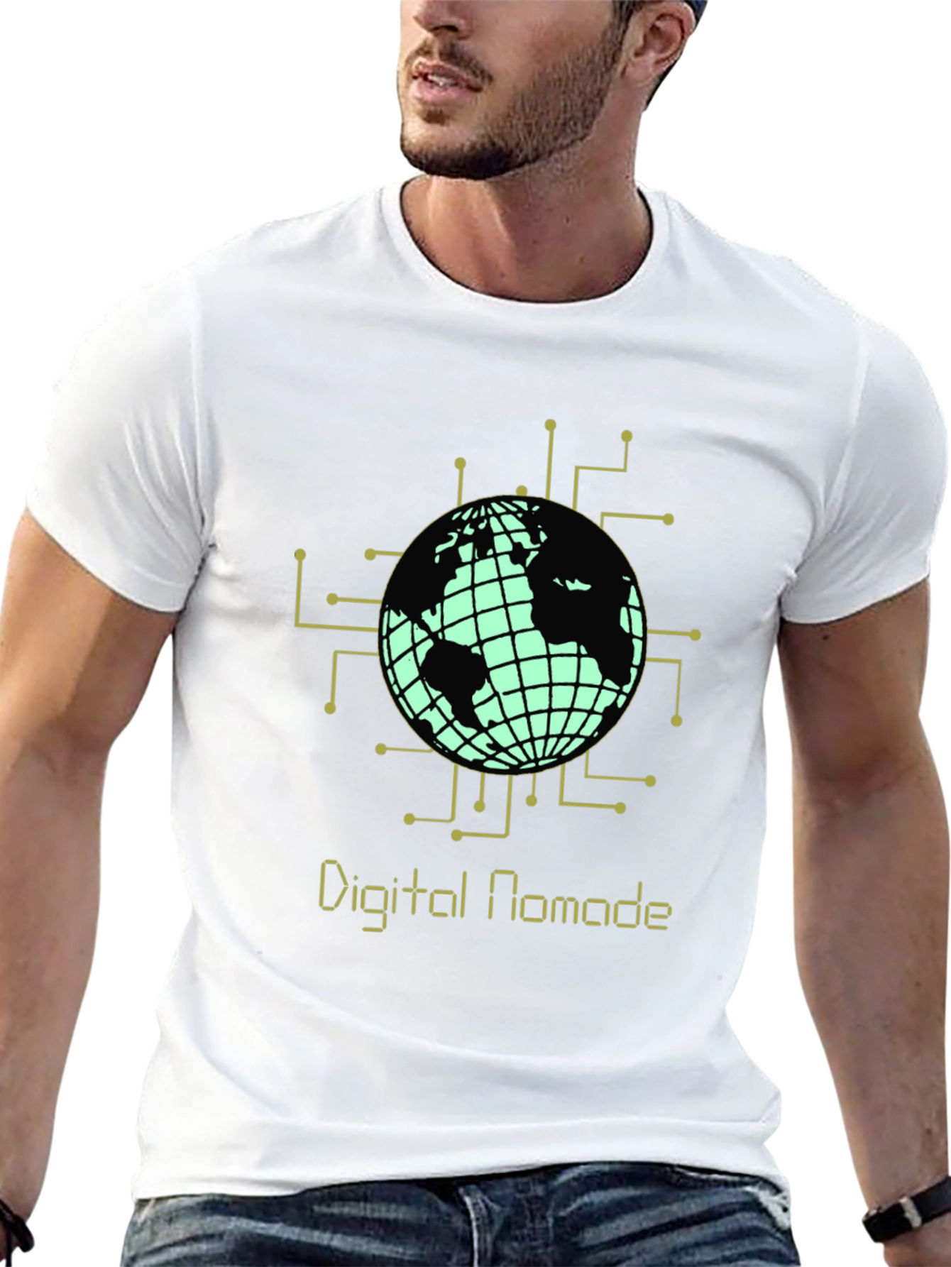 Digital Nomad Globe Graphic T-Shirt - Black