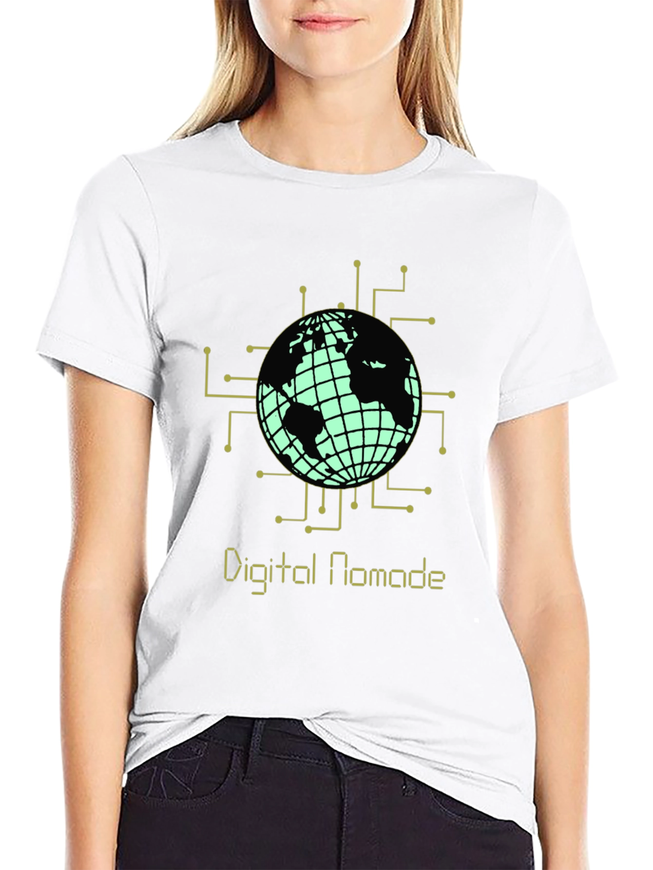 Digital Nomad Globe Graphic T-Shirt - Black