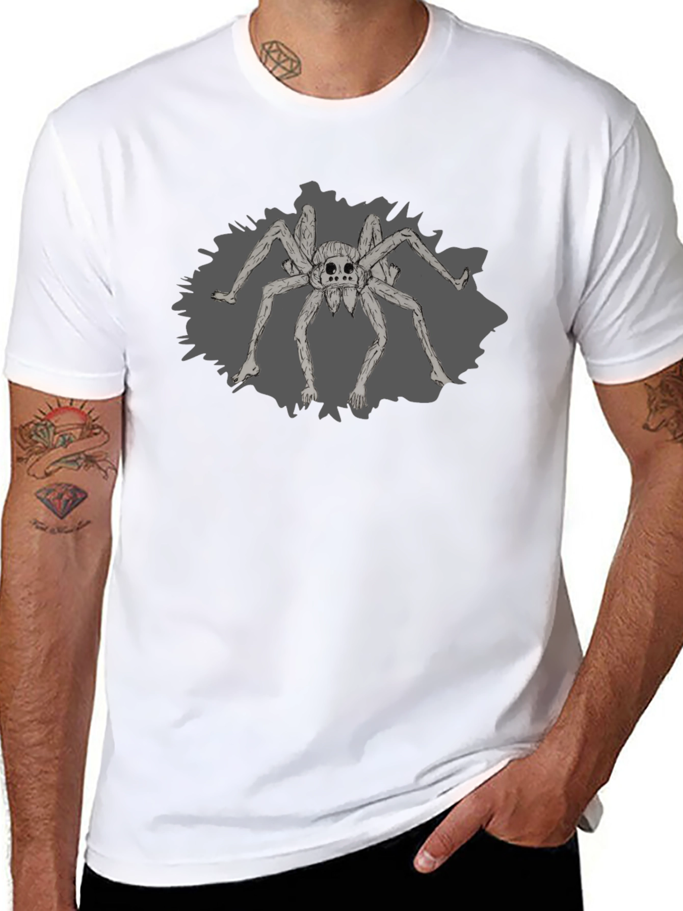 Creepy Spider Graphic Tee - Black