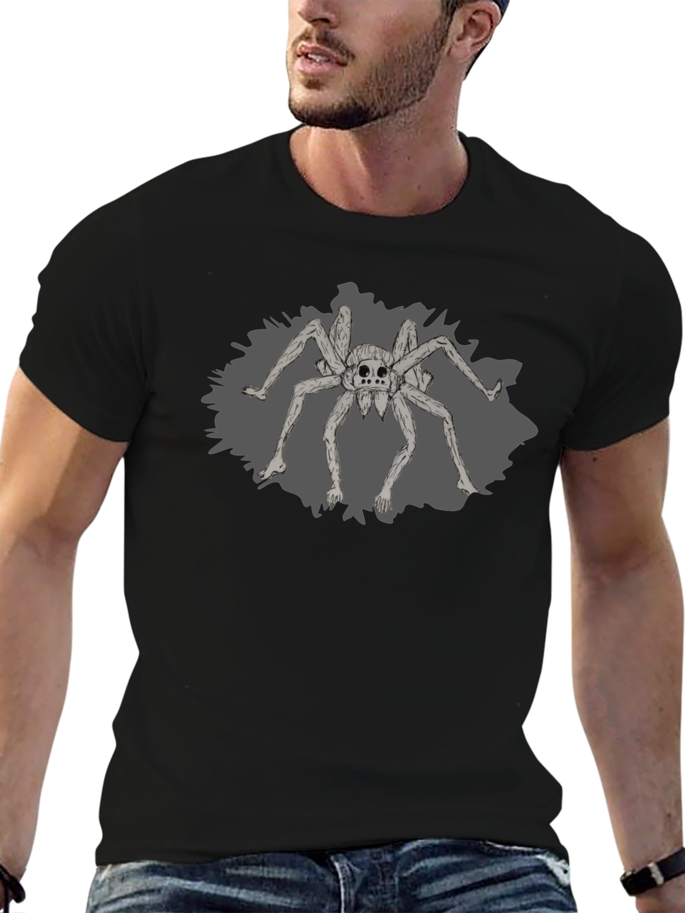 Creepy Spider Graphic Tee - Black