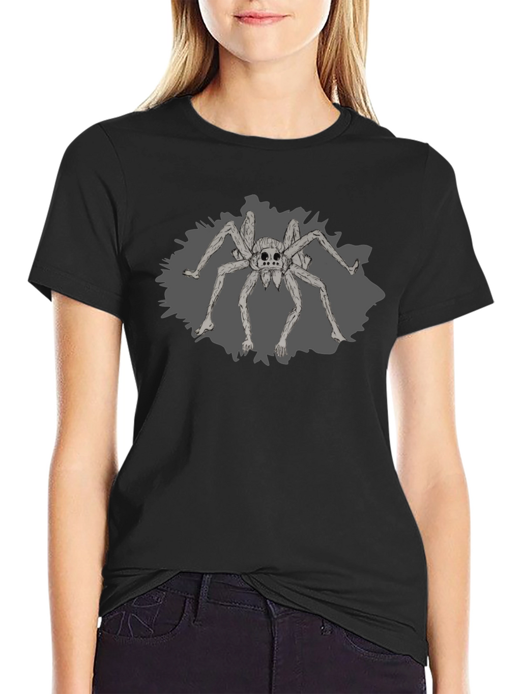 Creepy Spider Graphic Tee - Black
