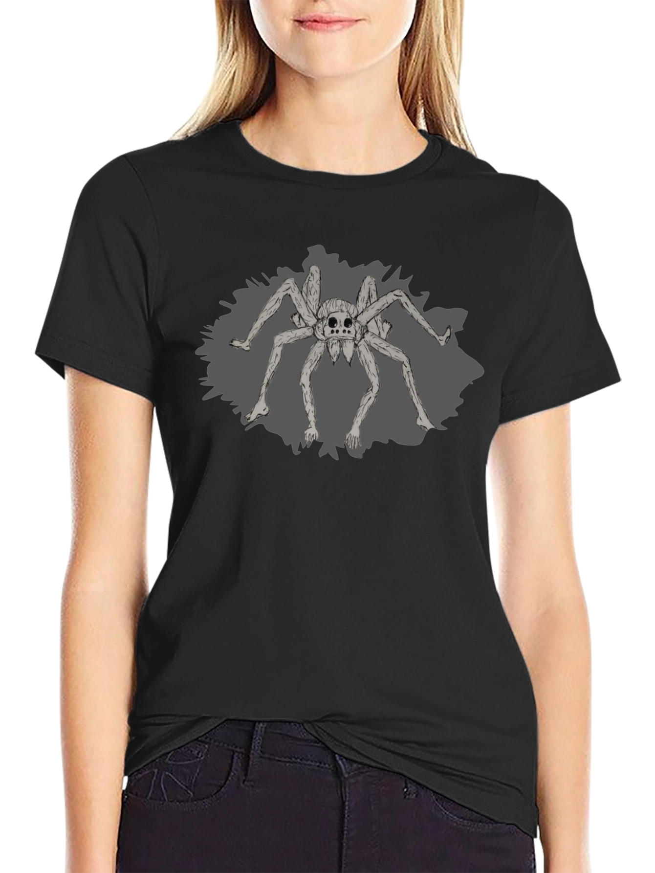 Creepy Spider Graphic Tee - Black