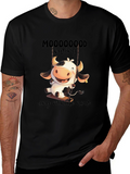 Moooooood Swing Black T-Shirt - Cute Cow Design