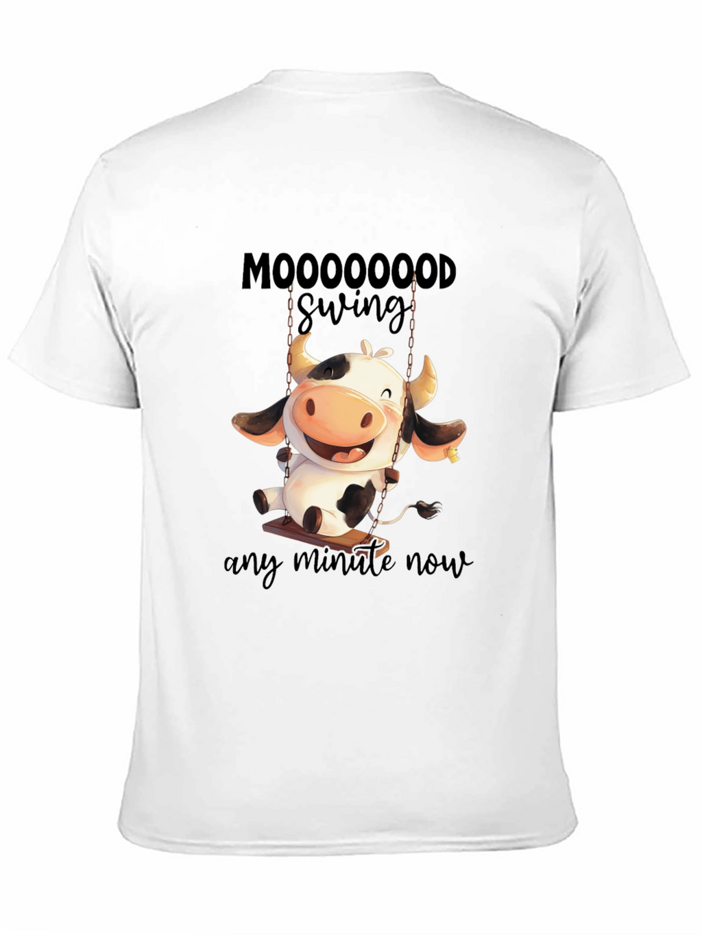 Moooooood Swing Black T-Shirt - Cute Cow Design