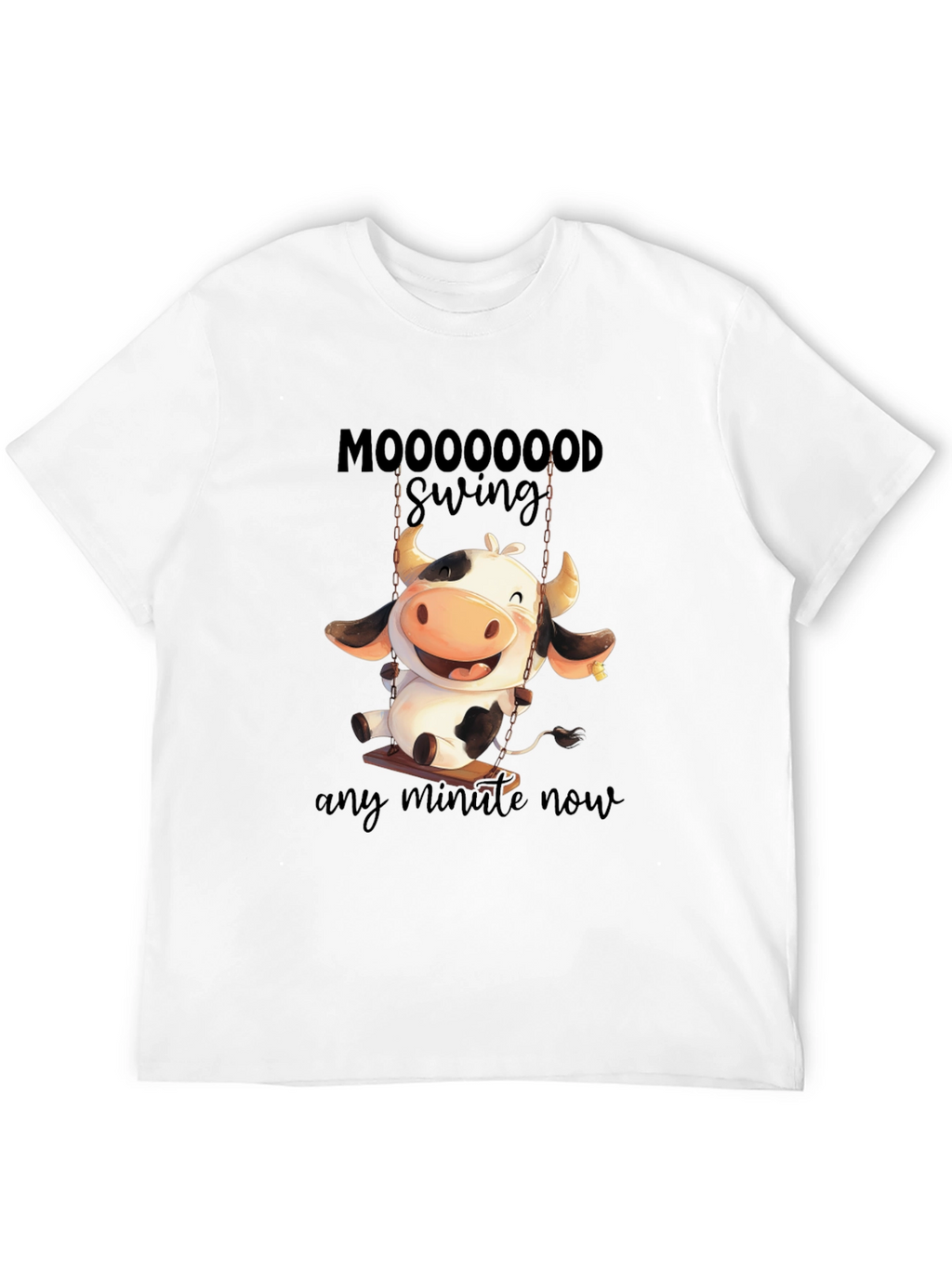 Moooooood Swing Black T-Shirt - Cute Cow Design