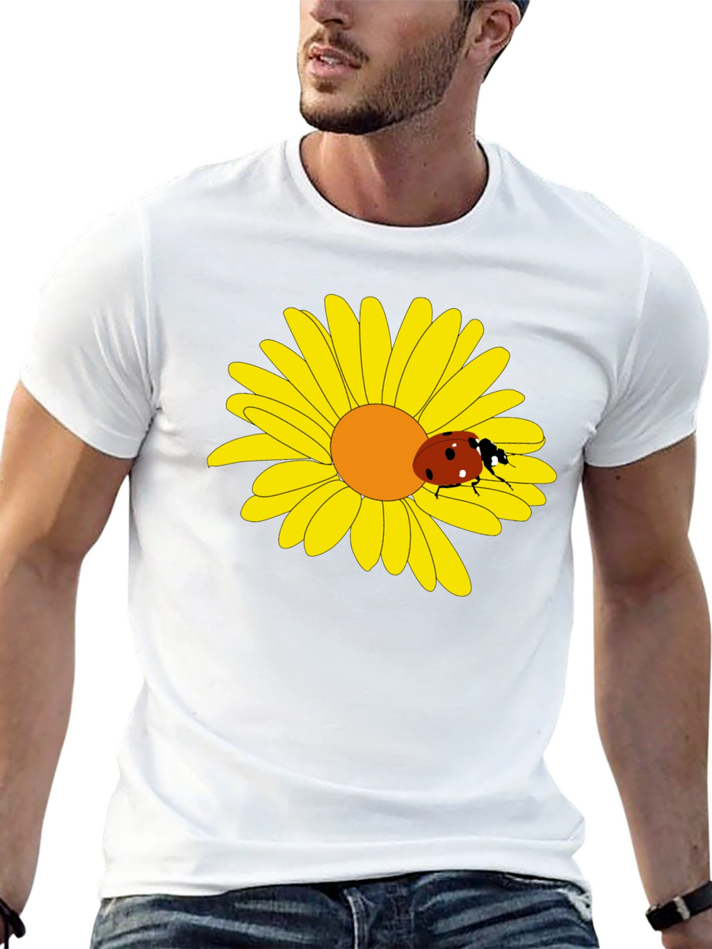 Ladybug on Daisy Graphic Tee - Black