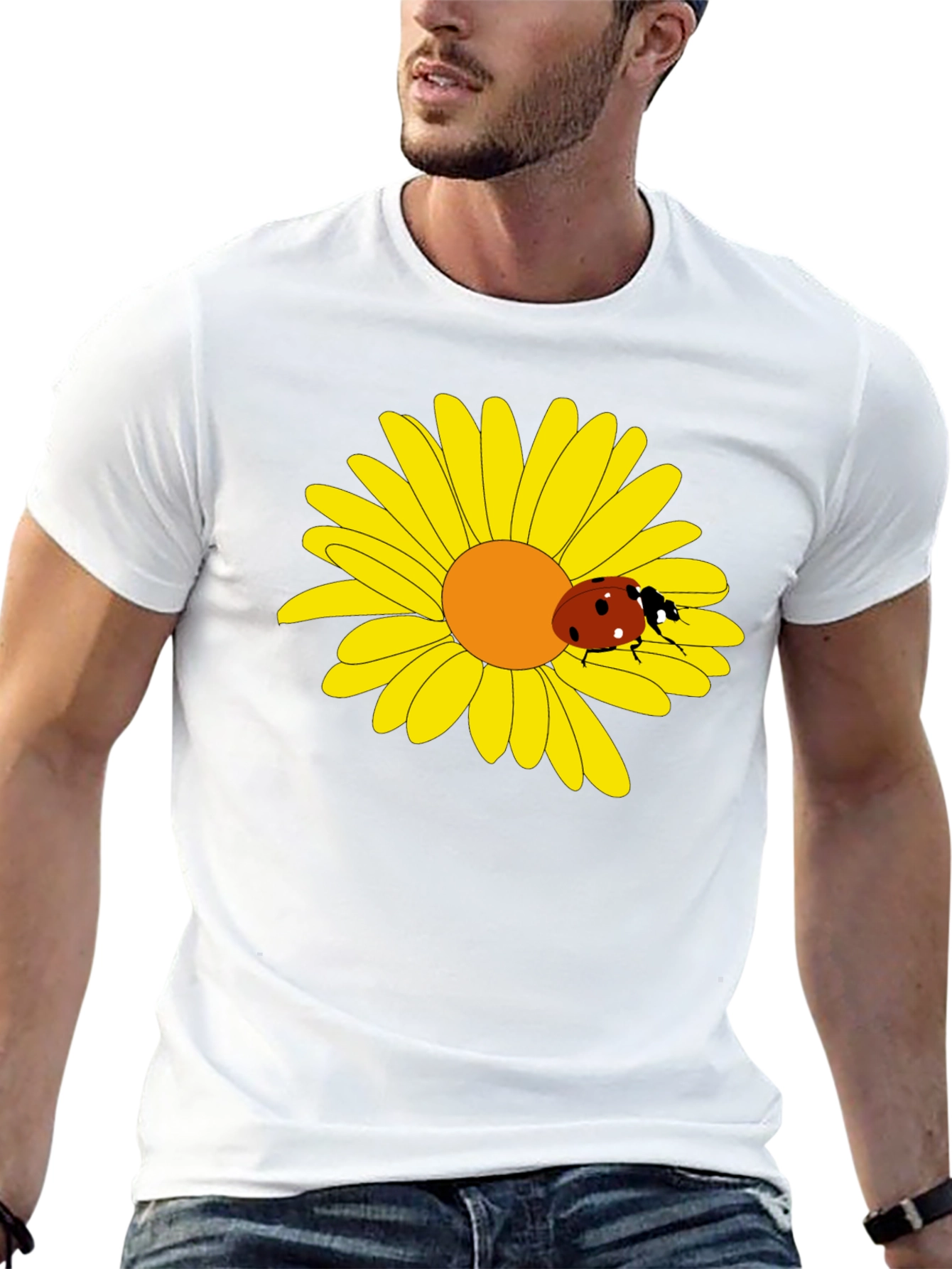 Ladybug on Daisy Graphic Tee - Black
